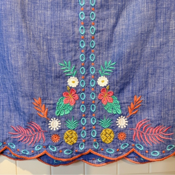 Talbots Linen Cotton Skirt with Beautiful Floral Embroidery - Picture 3 of 11